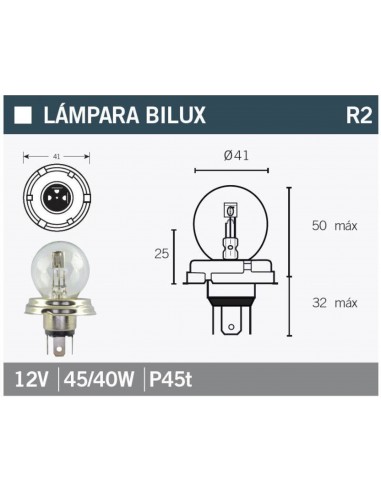 LAMPARA BILUX 12V45/40W TECNIUM