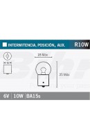 LAMPARA BILUX 6V 10W V-PART